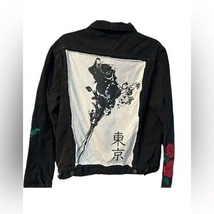 Brooklyn cloth embroidered Black jean jacket sz: Medium